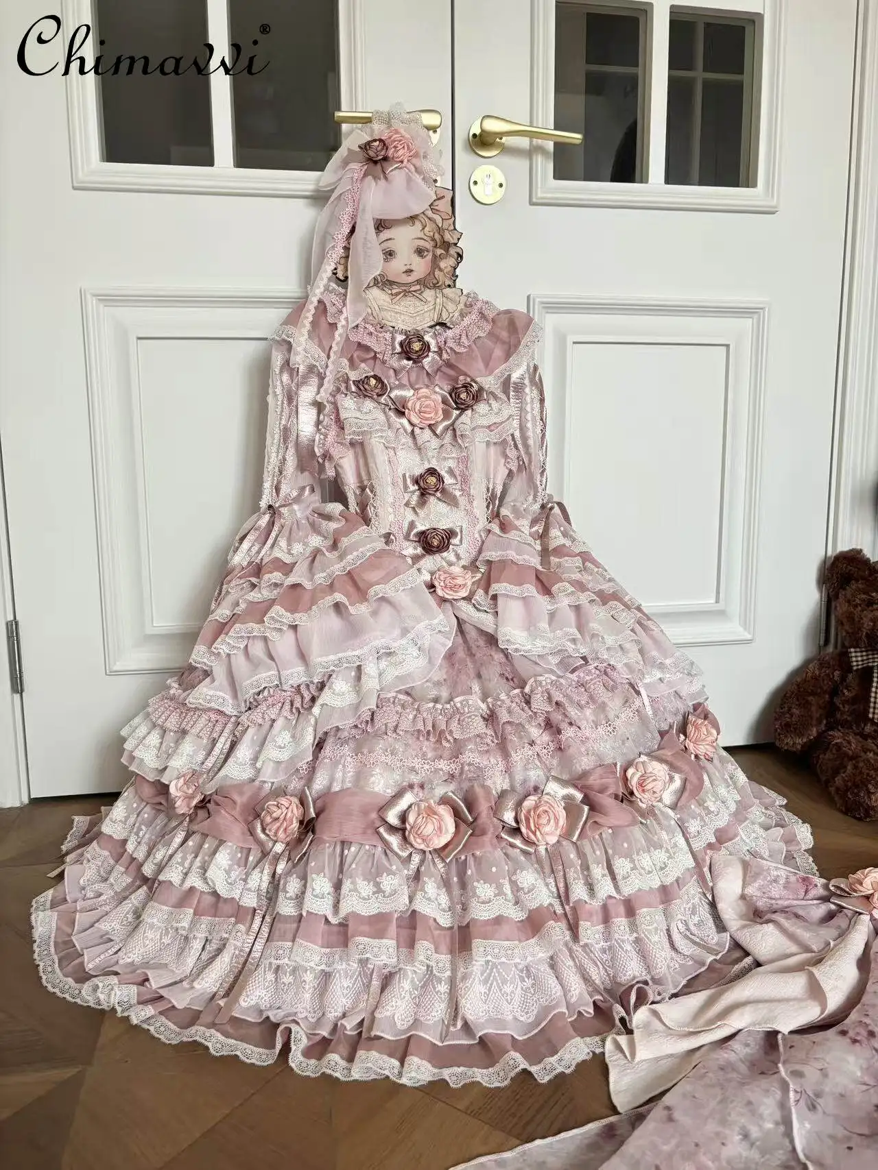 

Original Sweet Princess JSK Dress Set New 2026 Spring Cute Bow Rose Elegant Birthday Party Banquets Lolita Dress and Blouse