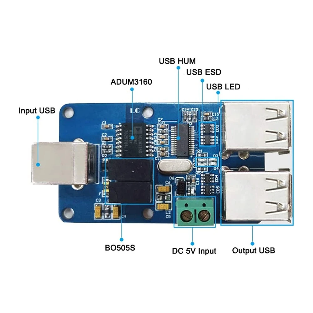 

Изолятор AEA7-USB, изолятор USB-концентратора 2500 В, изоляционная плата USB, ADUM4160 ADUM3160 Поддержка передачи управления через USB