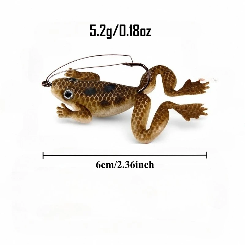 4PCS/8PCS 5.2g/6cm Snakehead Killer Frog Lure Single Hook Weedless Soft Bait for Weedless Fishing