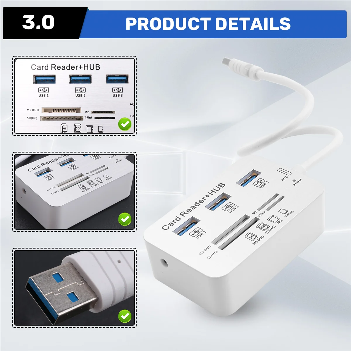 RISEN USB ハブ 3.0 USB スプリッター 3 ポートエクステンサー マルチ USB 拡張複数 3 0 ハブ SD カードリーダー USB3.0 エキスパンダー PC 用