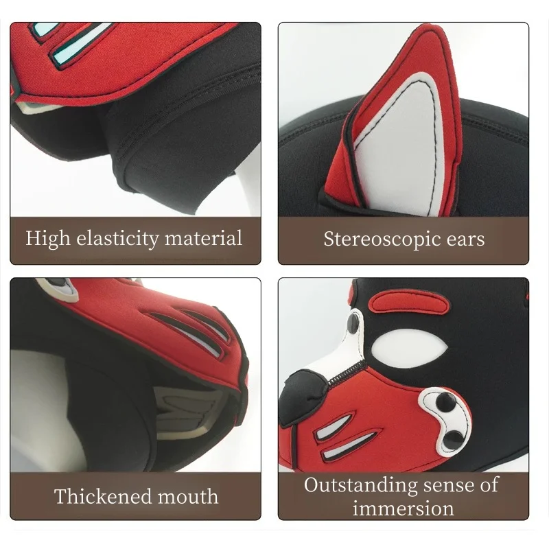 Erotic Colorful Dog Hood Mask with Unisex BDSM Puppy Cosplay Restraint Costume for Couple Adult Game Night Party Sexy Shop view 4