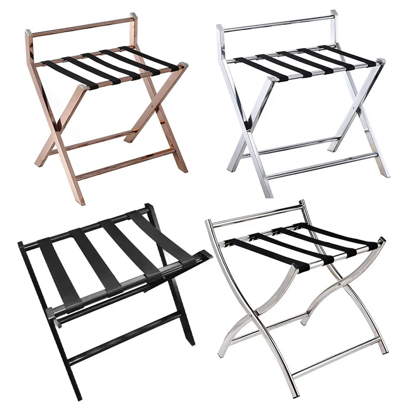 Factory Hotel Stainless Steel Luggage Rack Guest Room Bedroom Furniture Foldable Suitcase Stand Holder For Hotel Luggage Use