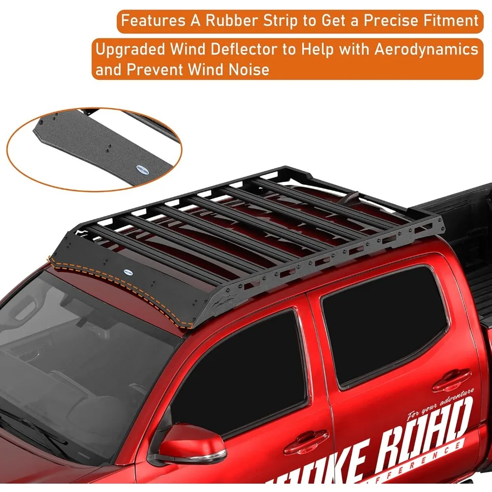 2005-2023年式トヨタ タコマ（2代目・3代目）用アルミ製ダブルキャブ ルーフラック クロスバー、カーゴキャリアバスケット、トラックB