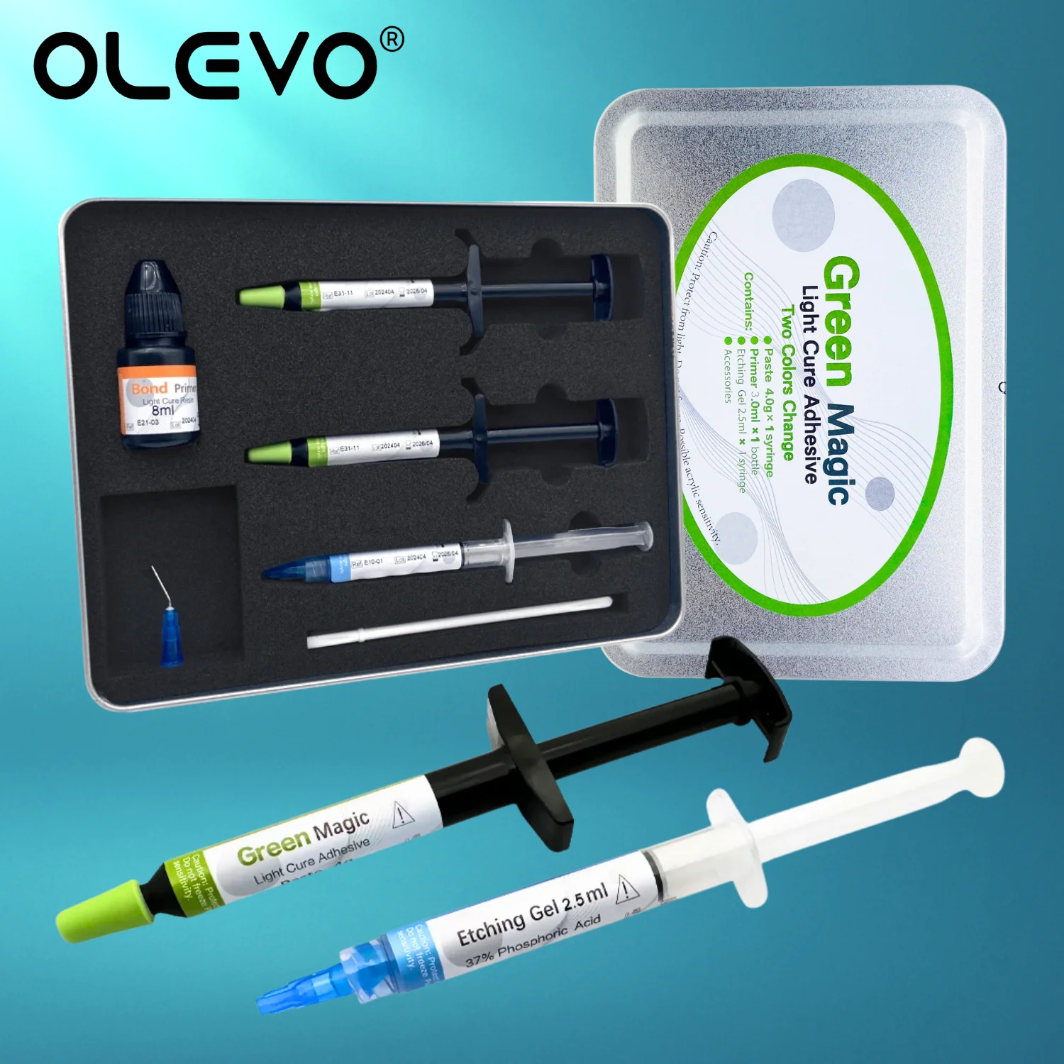 

Dental Brackets Adhesive Orthodontic Green Magic Adhesive Kit Light Cure Primer Etchant Acid Gel Dentisty Ortho Bonding Glue