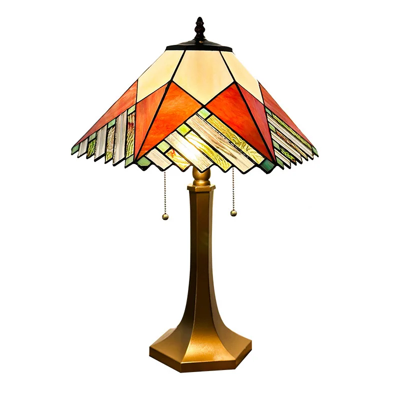 

16-Inch European umbrella-shaped simple colored glass handmade living room bedside atmosphere decorative desk lamp