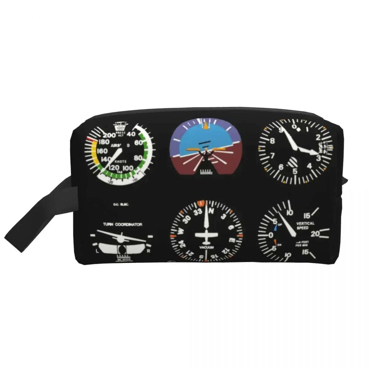 Cockpit Six Dials Flight Simulator Pilot Cosmetic Bag Large Capacity Airplane Aircraft Makeup Case Beauty Storage Toiletry Bags