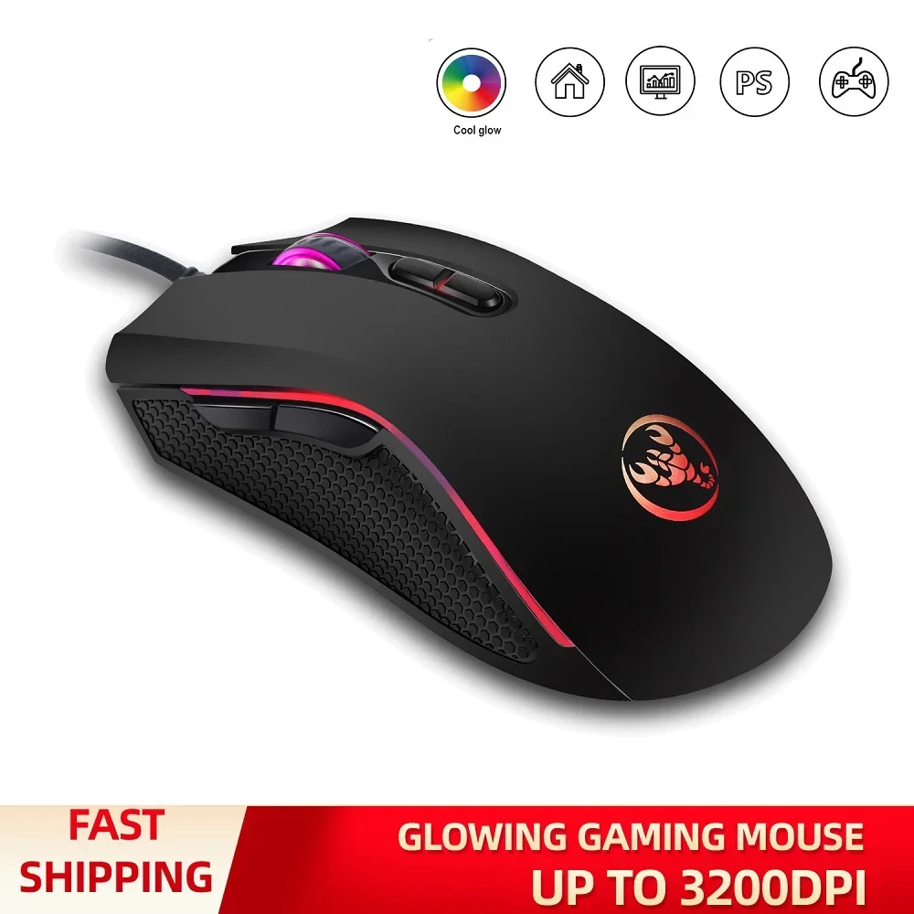 

Wired gaming mouse popular choice A869 optical ergonomic RGB ABS 4-level resolution adjustment 3200DPI for laptop and PC