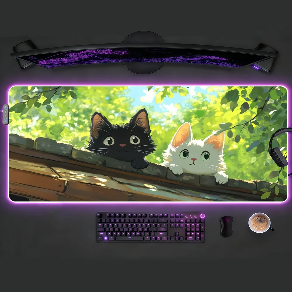 Karikatür Sevimli Kedi Bitki M - Rgb Keyboard Wrist Rest incelemesi ve fiyatı