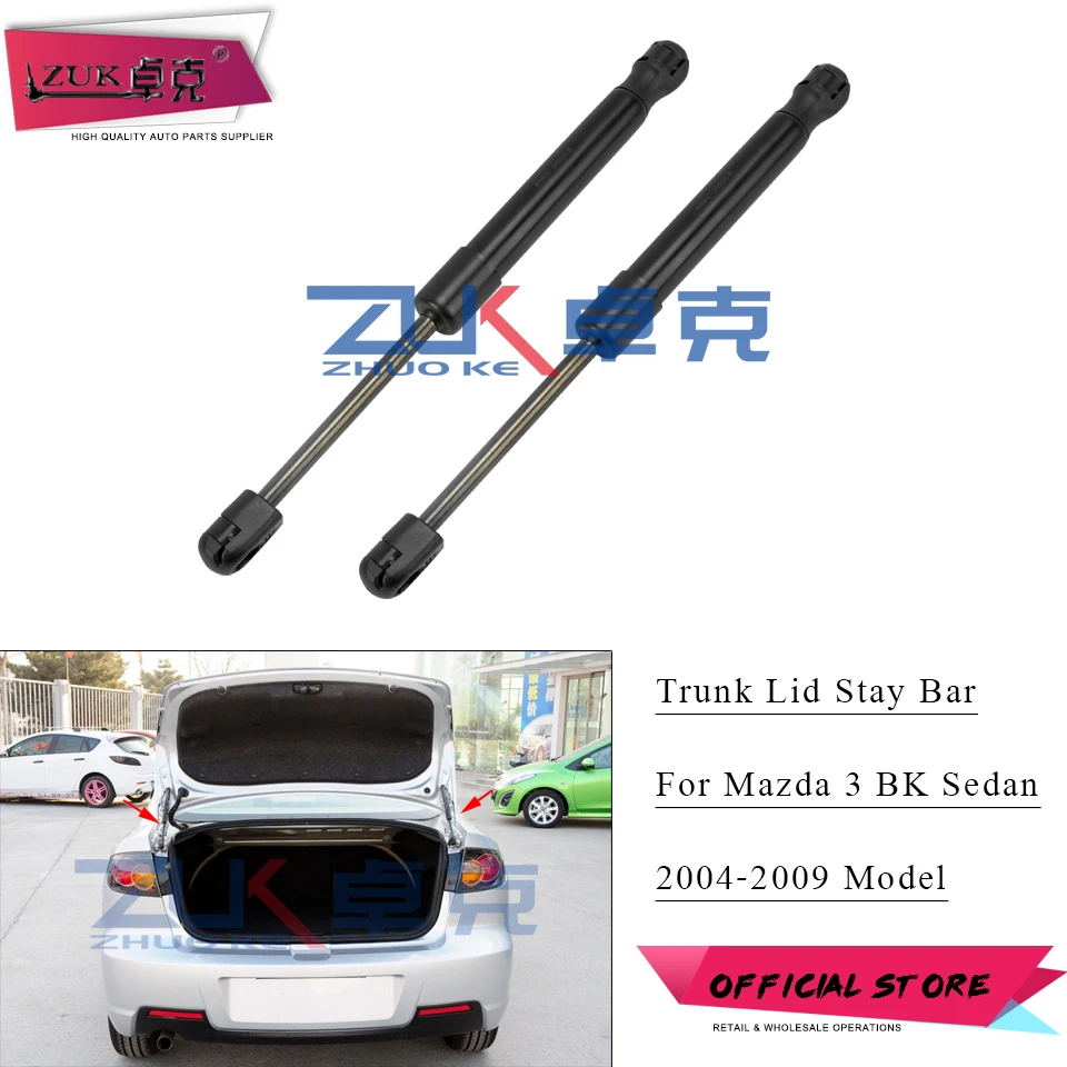 ZUK 2PCS Car Tailgate Trunk Lid Rear Door Gas Spring Strut Support Lift Stay Bar For Mazda 3 2004-2009 BK Sedan BN8V56930