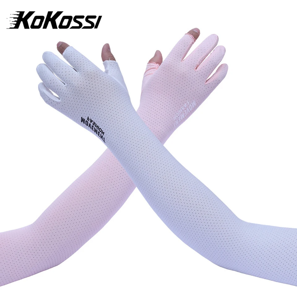 

KoKossi ледяной шелк солнцезащитный крем перчатки с длинными рукавами летние солнцезащитные перчатки с двумя пальцами дышащие спортивные рукава для вождения для мужчин и женщин