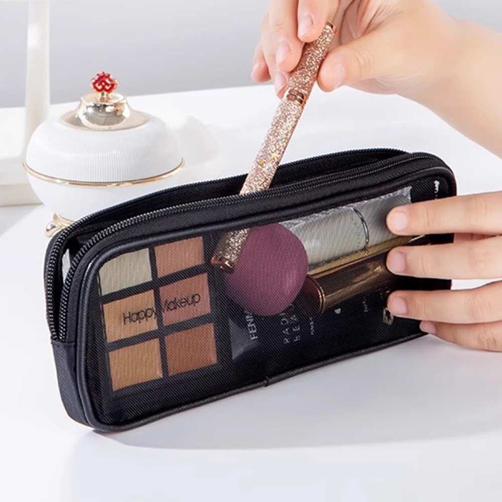 

Women's Makeup Bag Cosmetic Brush Travel Storage Case Portable Mesh Toiletry Bag Organizer Kit Pouch Wash Storage Accessories