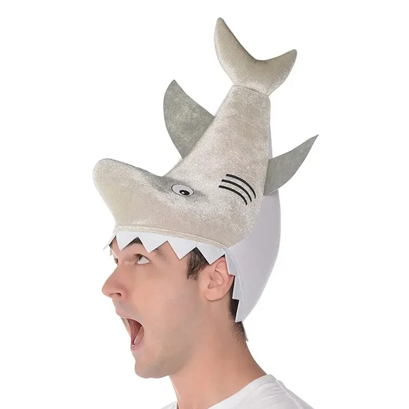 

Chapeau de requin en peluche stéréoscopique pour adultes, chapeaux d'animaux amusants, costume d'Halloween créatif