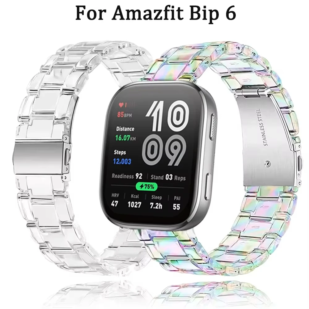 Bracelet en résine transparente pour Amazfit Bip 6 5 5 Unity/GTR 2 3 4, bracelet de sport pour Amazfit Stratos/Balance/Pace, bracelet coloré de 22mm