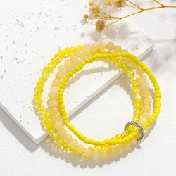 Yellow Multi-layer Stacked Bracelet Fashionable Women's and Men's Bead Elastic Rope Bead Bracelet Bift