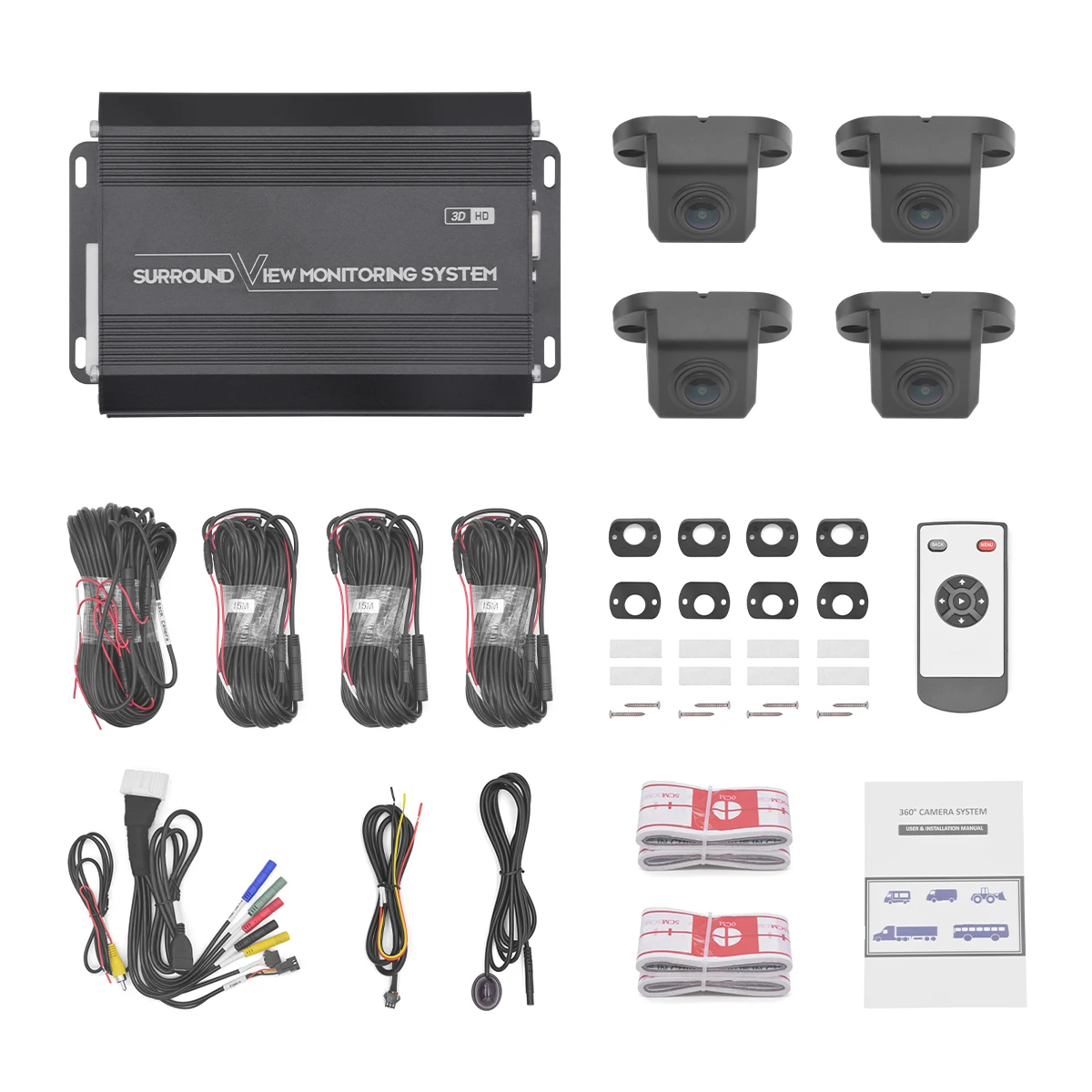 Panoramic 360 Degree Auto Driving Dash Cam System For RV Motor Home Bus Truck Engineer Vehicle 3D Backup Camera Split Screen