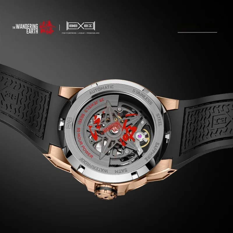 BEXEI 9115 watch for man  mechanical  waterproof  5ATM  Automatic movement Reserve 80H Rainbow Crystal Bezel  Rose Gold  case