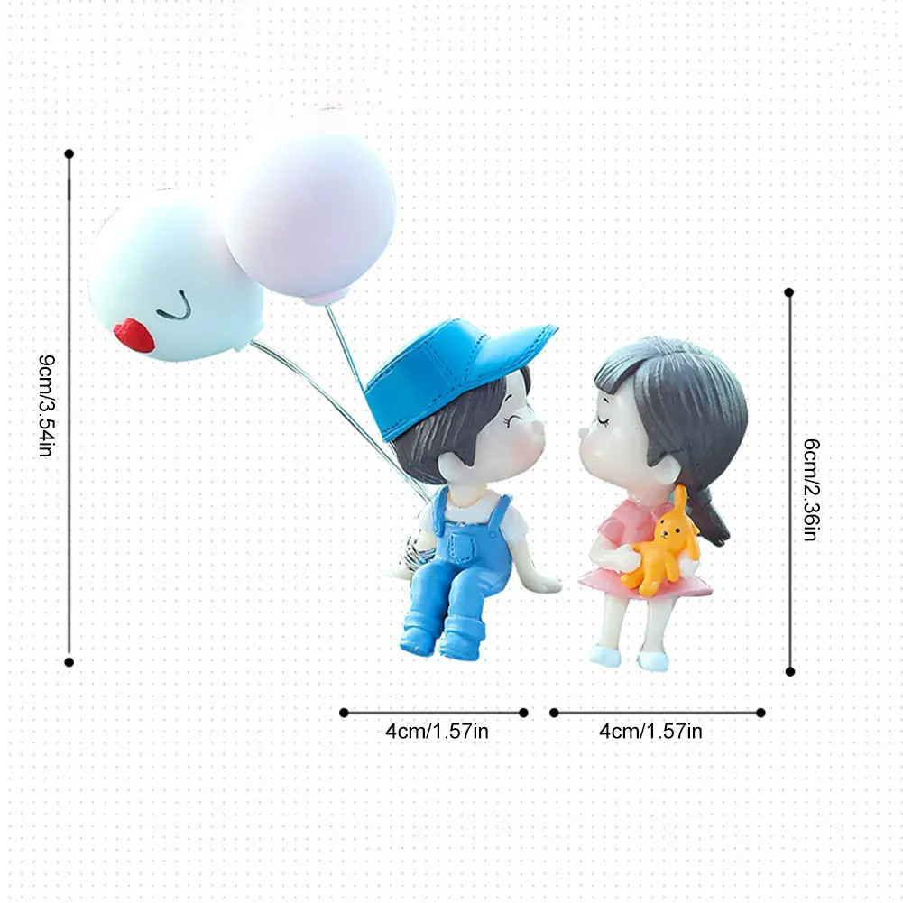 Car Decoration Cute Cartoon Couples Figure Figurines Balloon Ornament Auto Interior Dashboard Accessory For Girls Gifts Supply