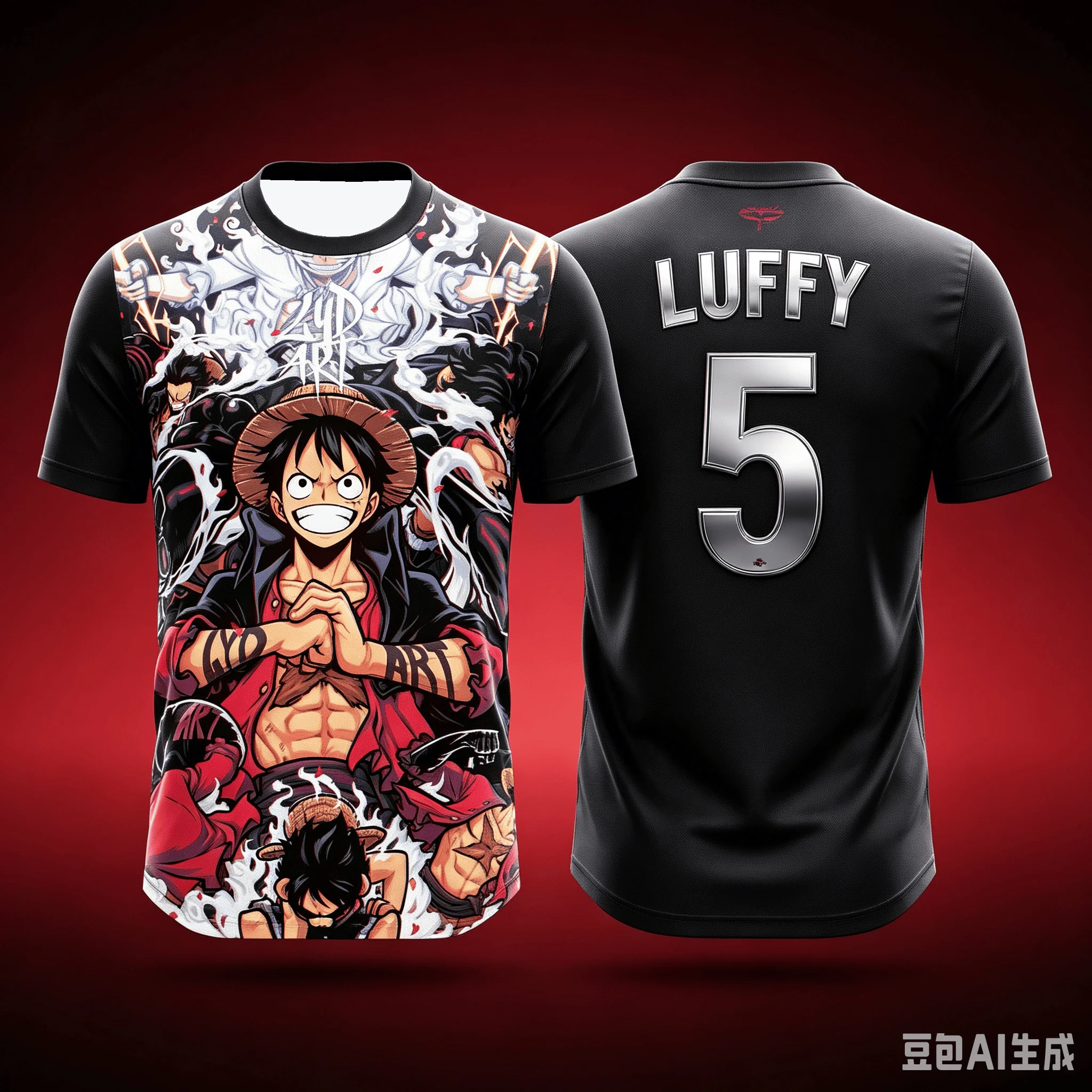 Modisches One Piece Luffy Sport-T-Shirt mit 3D-Anime-Druck, Kurzarm-Oberteil, Street Harajuku Kinder-T-Shirt, Trendiges Unisex-Oberteil – Detail 4
