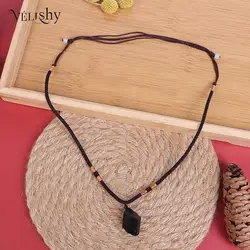 Natural Black Tourmaline Stone Necklace Crystal Black Tourmaline Pendant Original Stone Ore Specimen Fashion Jewelry Accessories