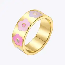 ENFASHION Colorful Rings For Women Gold Plated Fashion Jewelry Flower Stainless Steel Star Halloween Anillos 2021 R214116