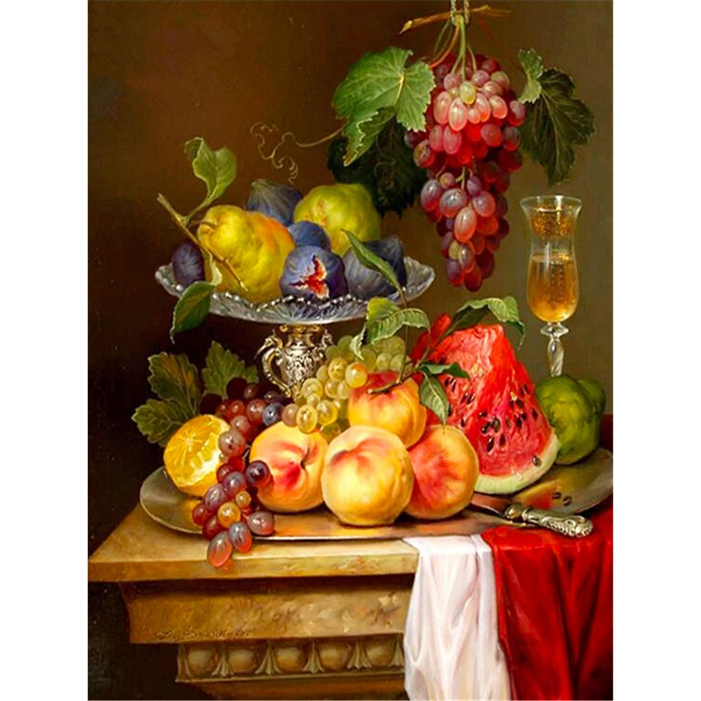 Fruit Landscape DIY 11CT Cross Stitch Embroidery Kits Craft Needlework Set Cotton Thread Printed Canvas Home    Wholesale