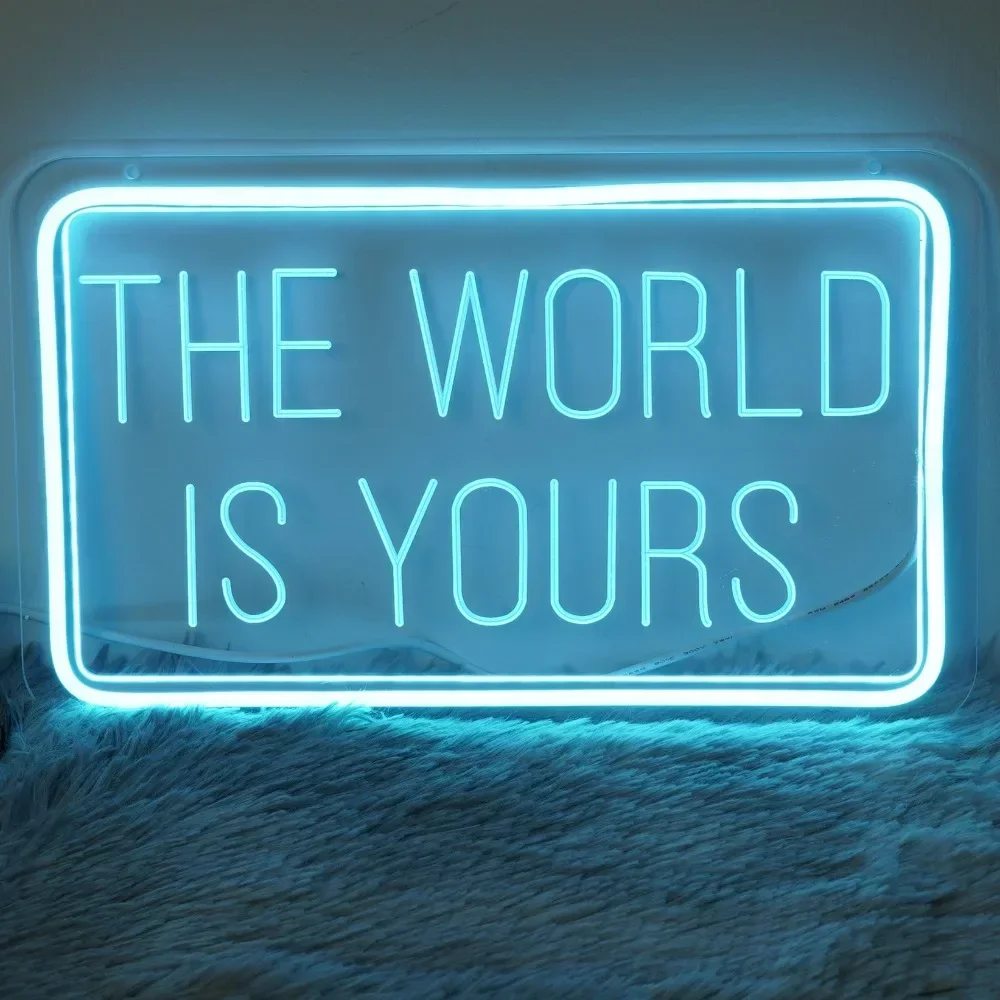 The World Is Yours Neon Grave Sign Customized Neon Sign Light Personal For Living Room Decoration Bars LED USB Neon Wall Deco