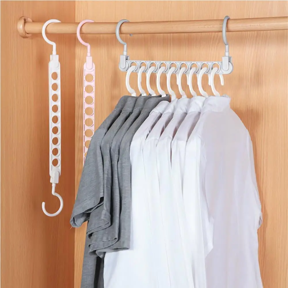 Clothes Hanger 9 Holes Hanging Shirts Clothes Storage Rack Dresses Pants Holder Stand Windproof Drying Rack Clothes Organizer