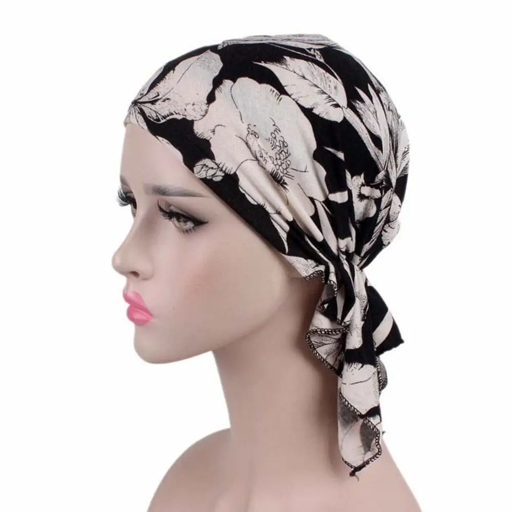 Tube Men Women Sleep Caps Fashion Casual Cotton Hat Bandana Women National Wind Floral Print Turban Chemotherapy Hat