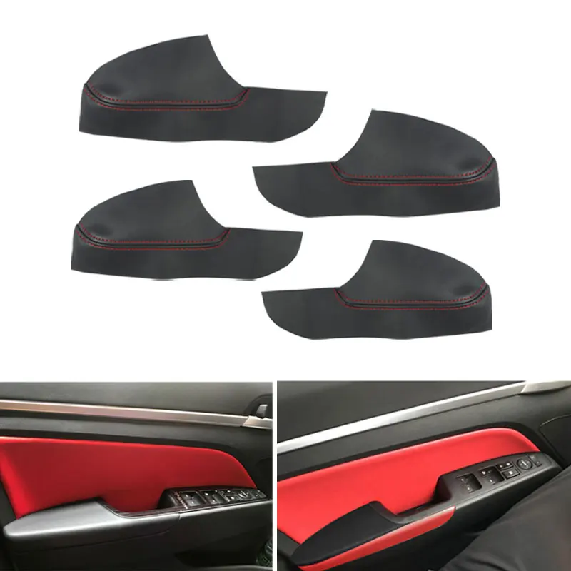 For Hyundai Elantra 2016 2017 2018 2019 Microfiber Leather Door Armrest Panel Cover with Mount Fittings Car Interior Accessories