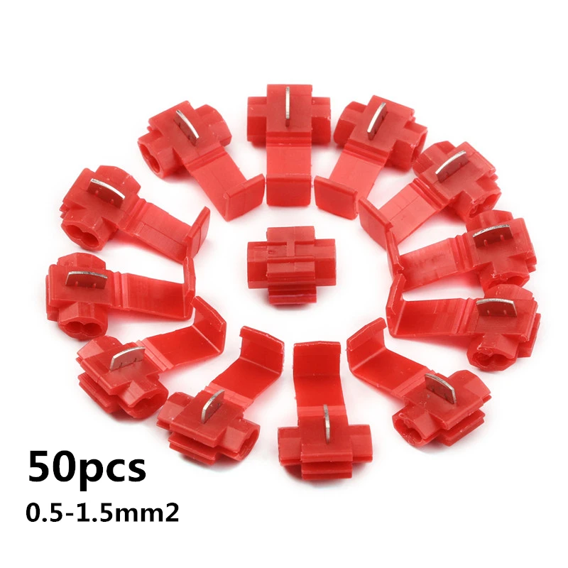 10/50Pcs Lock Wire Electrical Cable Connectors Insulated Terminals Crimp Quick Splice Connector For Car Electrical Cable Snap