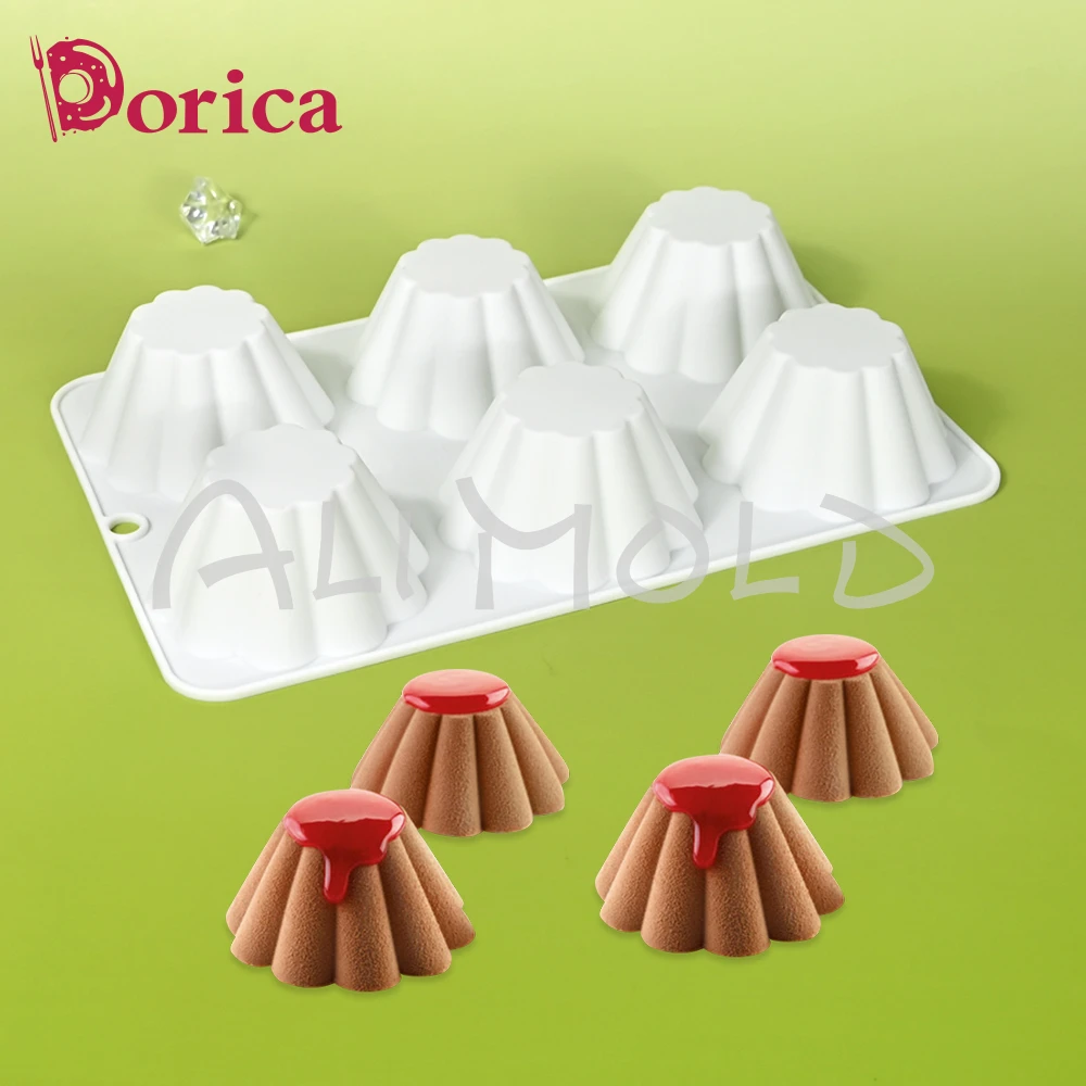 Dorica 6-Loch-Broschette-Silikonformen für Pudding, Schokoladenmousse, Gebäck, Backformen, Kuchendekorationswerkzeuge, Backzubehör