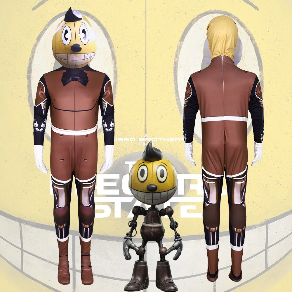 2025 Film The Electric State Cosmo Cosplay Kostüm Kinder Roboter Overall Frauen Männer Zentai Bodysuit 3D Maske Anzug Halloween Outfit