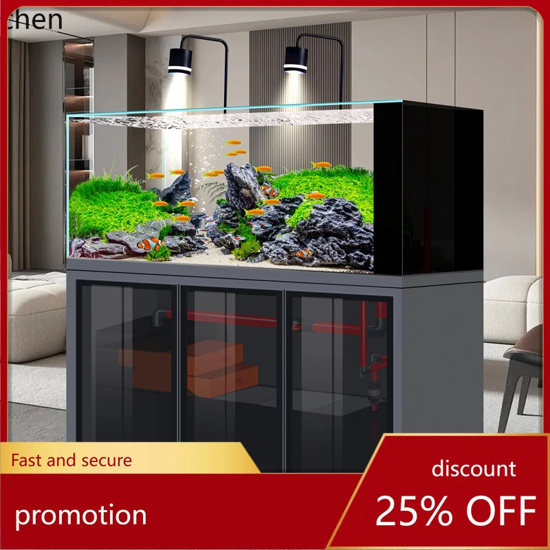 

CZ Industrial Fengxi crystal ultra-white glass ecological water-free bottom filter landscaping living room goldfish tank