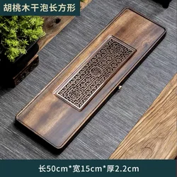 Walnut Tea Tray Copper Pad, Rectangular Dining Table Plate, Storage Tray, Hotel Tea Tray Accessories, Saucer Wooden Tray