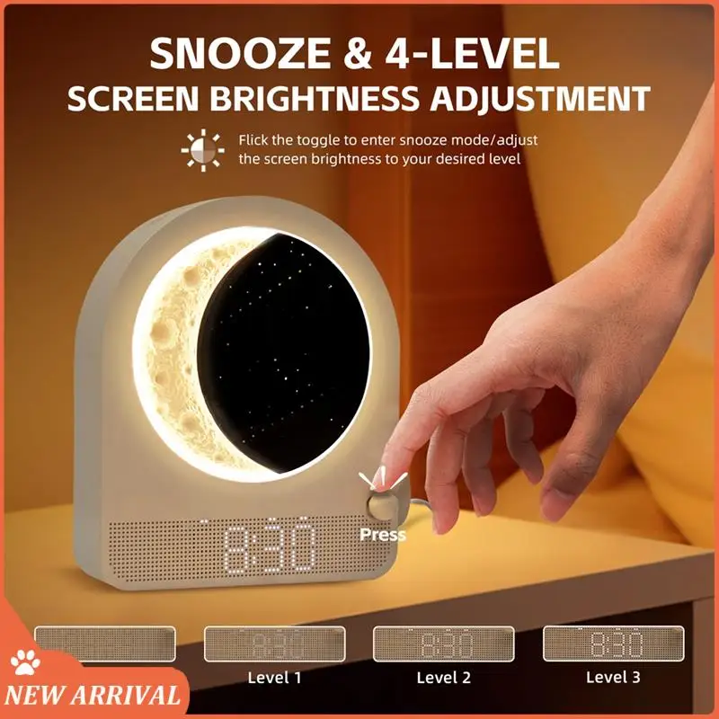 

Emption!Alarm Clock Sunrise Wake Up Light, Night Lamp Clocks For Bedrooms With Meteors Lights, Dual Alarm Clock