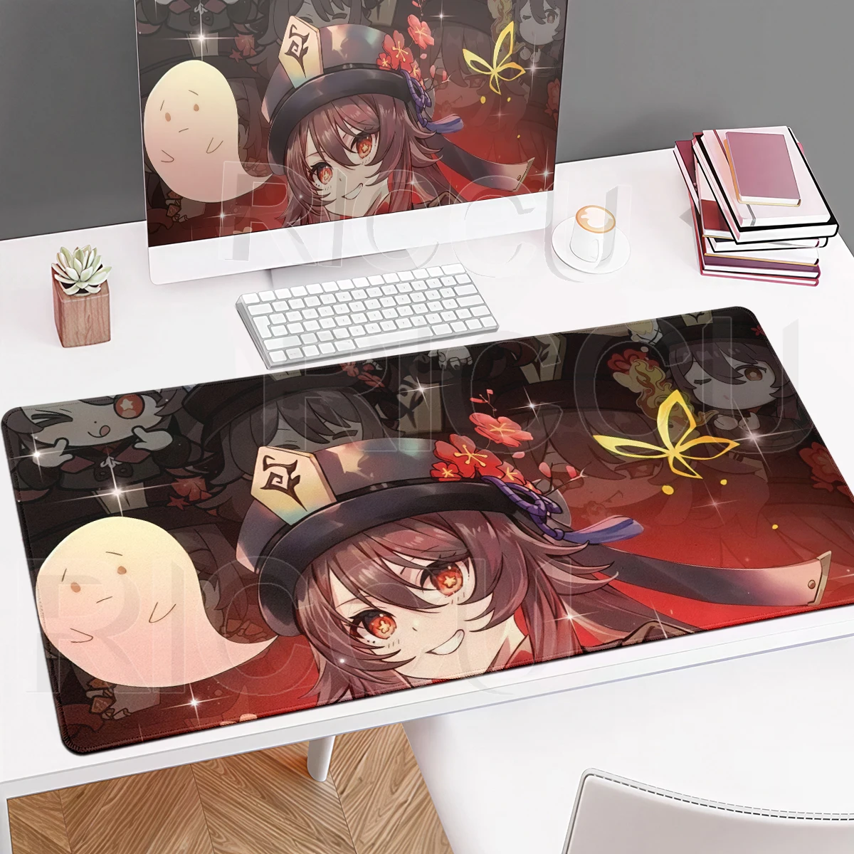 Mousepad Genshin Impact Hu Tao Desk Mat Gaming Keyboard Extended Pads Laptop Lock Edge Mouse Pad PC Playpad Office Cabinet Rug