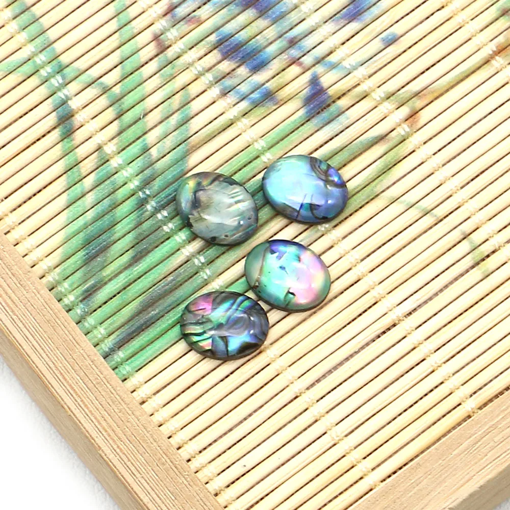 10pcs Resin-Dipped Abalone Shell Oval Bead 8x10mm Hole-Free Convex Surface Women's Ring Setting Jewelry Making Handmade Material