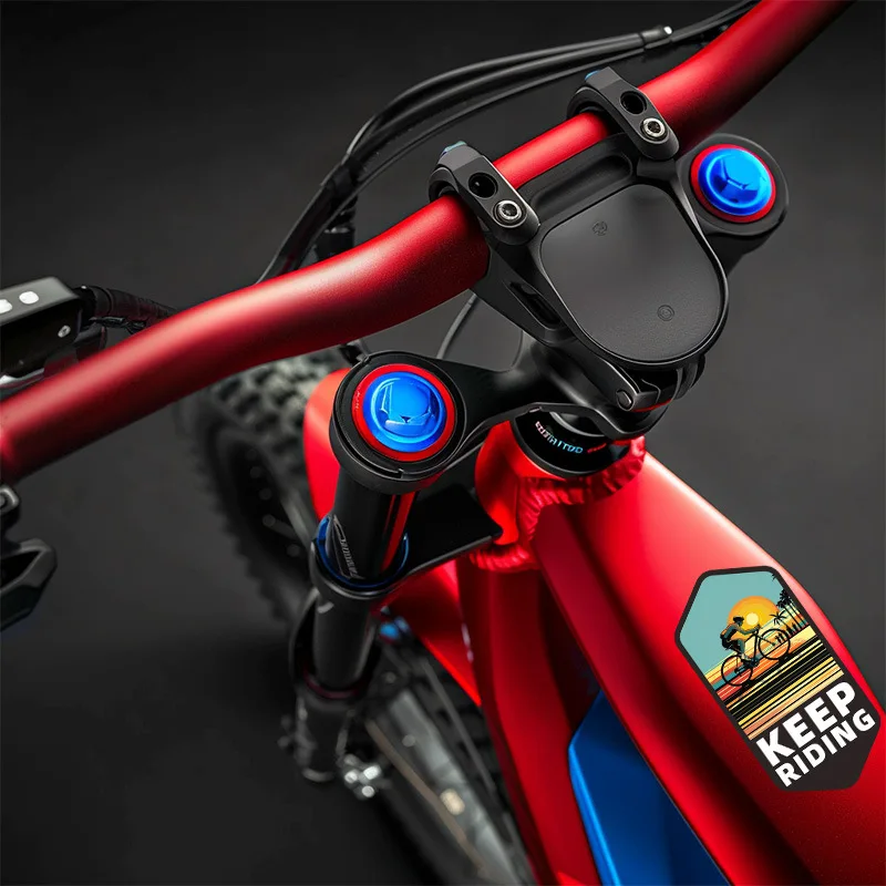 2PCS Keep Riding Cycling Sticker Set, Multicolor Waterproof Vinyl Decal for Bike Frame Car Laptop Helmet