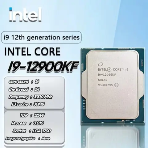 ใหม่ Core i9 12900KF CPU 3.9 GHz 6 แกน 24 หัวข้อ L3 = 20M LGA 1700 12th โปรเซสเซอร์เหมาะสําหรับ Z690、H670、B660、H610 เมนบอร์ด
