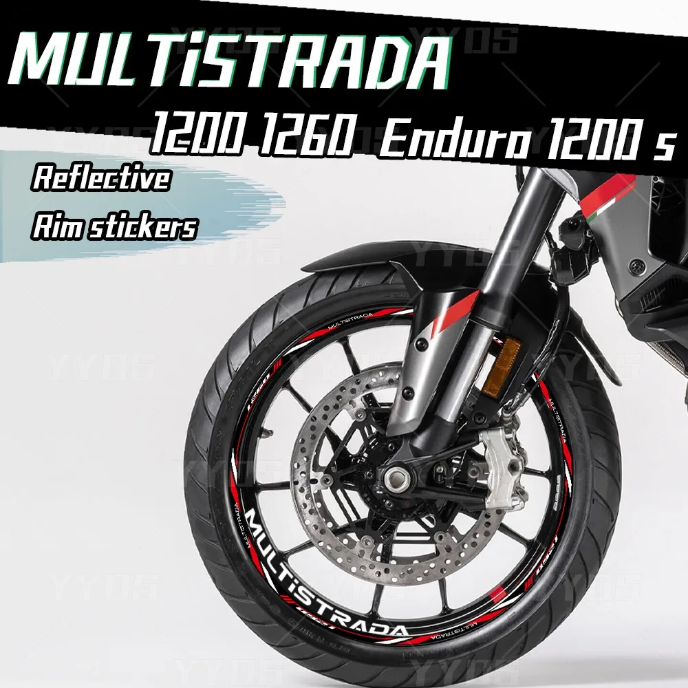 

For multistrada 1200 1260 1200s 1260s Motorcycle Reflective Wheel Sticker Rim Stripe Tape 19" 17" Decal Waterproof Accessories