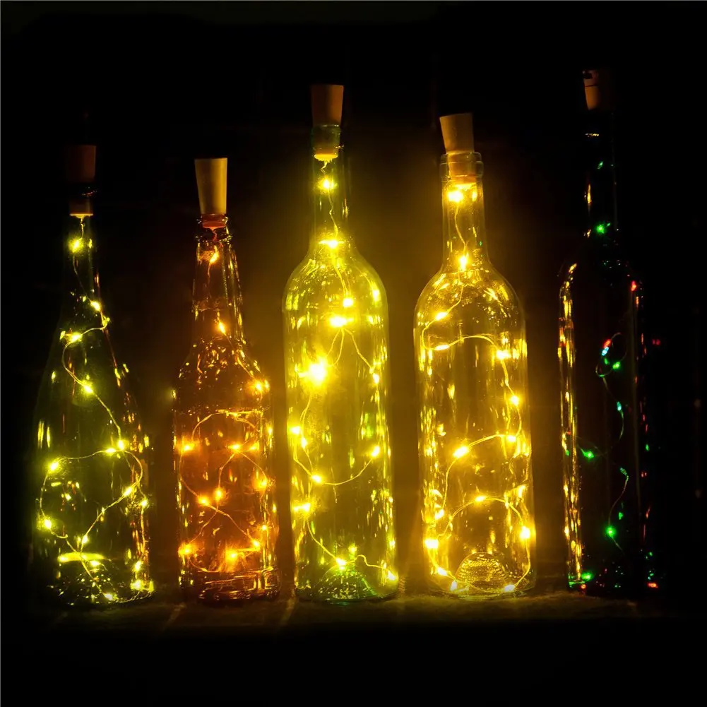 Guirlande lumineuse Led en fil de cuivre, 5 pièces/lot, bouchon de bouteille de vin, décoration de maison de vacances, décoration de noël, de mariage, d'anniversaire