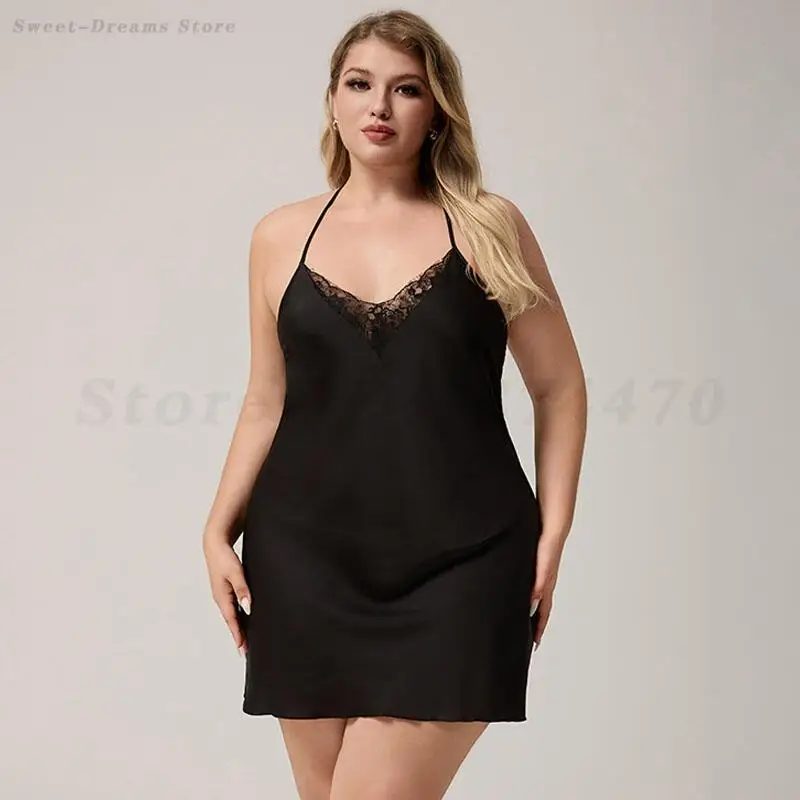 Plus Size Women Nightgown Sleepwear Sexy Lace Backless Suspender Nightdress Intimate Lingerie Summer New Nightwear Home Clothes - Image 2