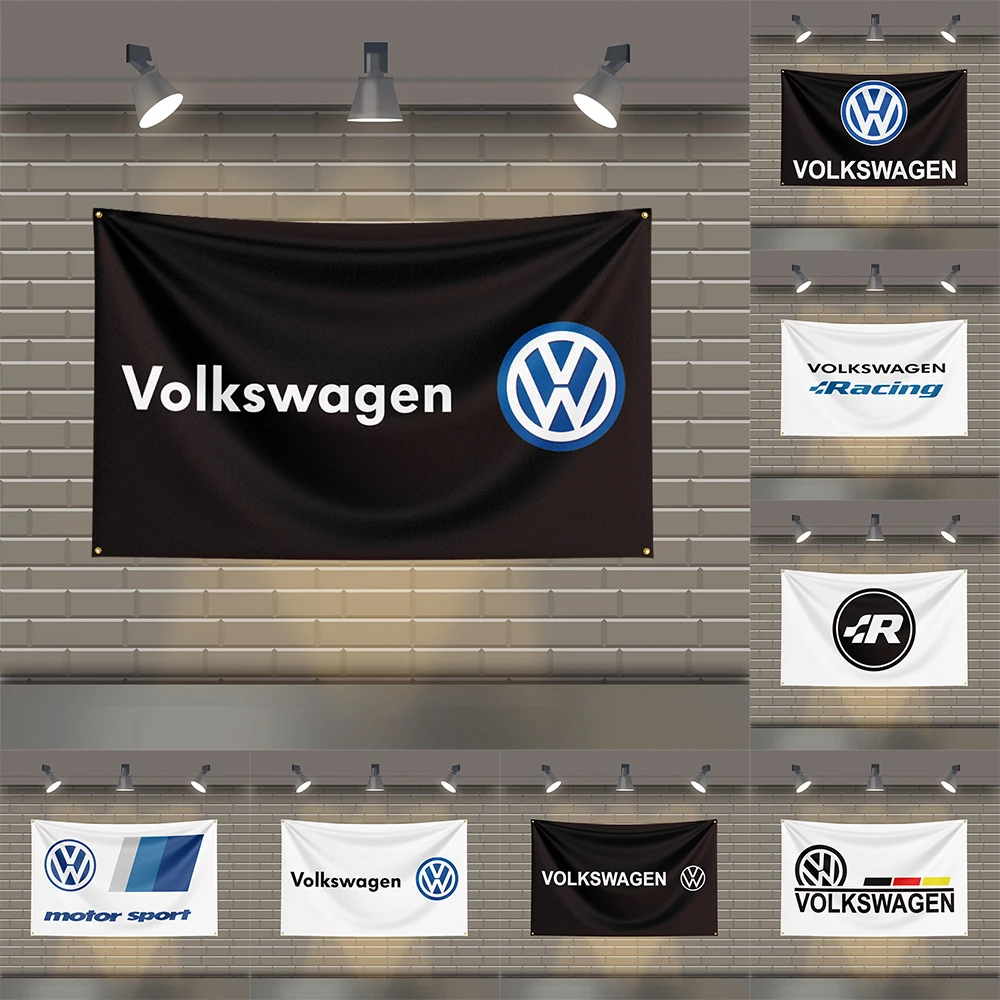 

V-Volkswagen Racing Flag, 3x5 футов, полиэстер, печатная фотография для декора комнаты гаража