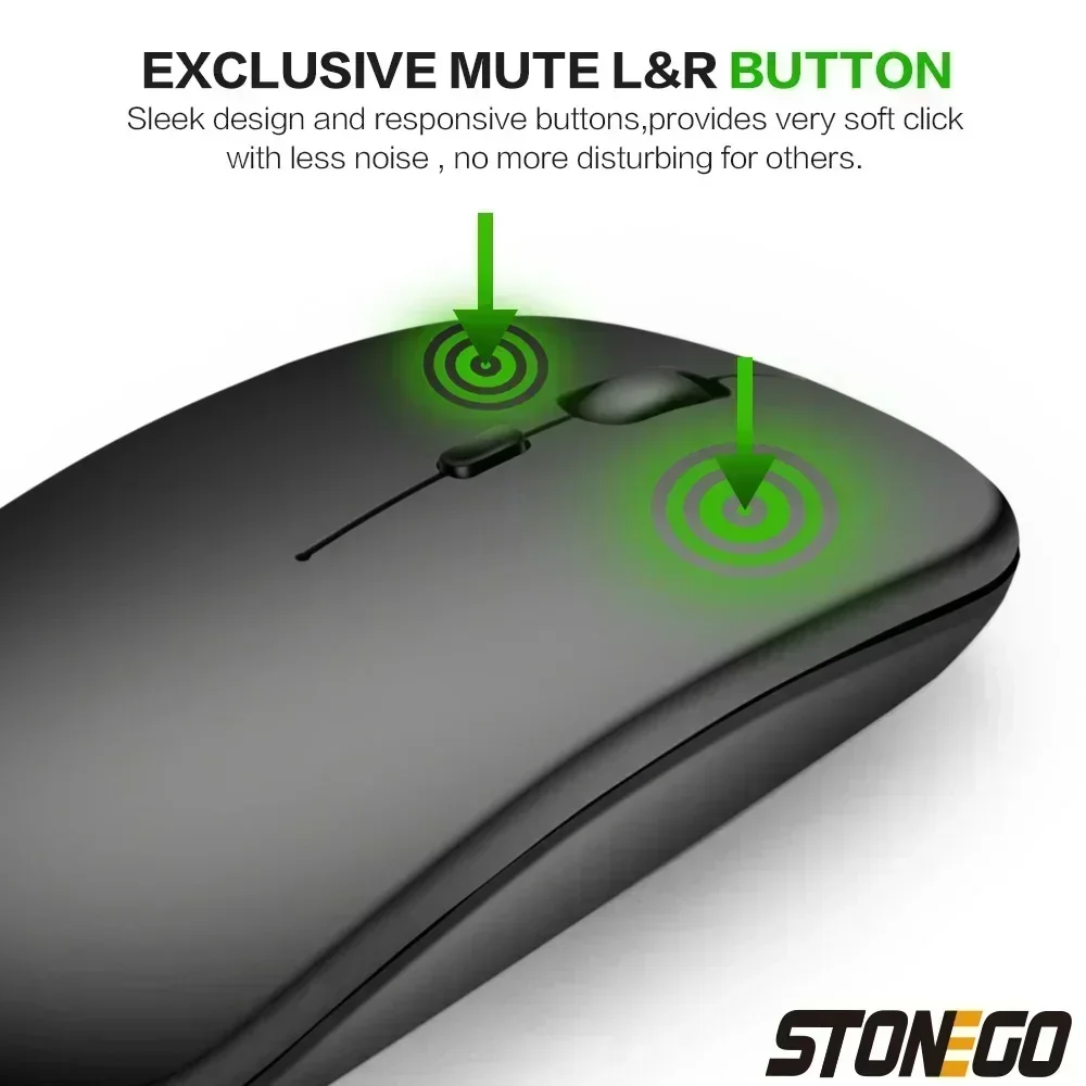 STONEGO-Souris d'ordinateur sans fil portable, aste, optique, silencieuse, ultra fine, 2.4G, avec récepteur USB