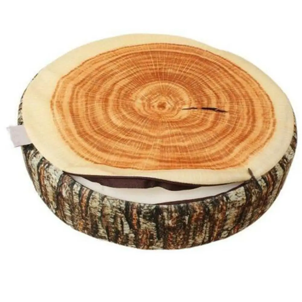 Material Tree Log Pillow Soft Texture PP Cotton Filled Round Floor Cushion Realistic Wood Grain Novelty Throw Pillow Bedroom Use