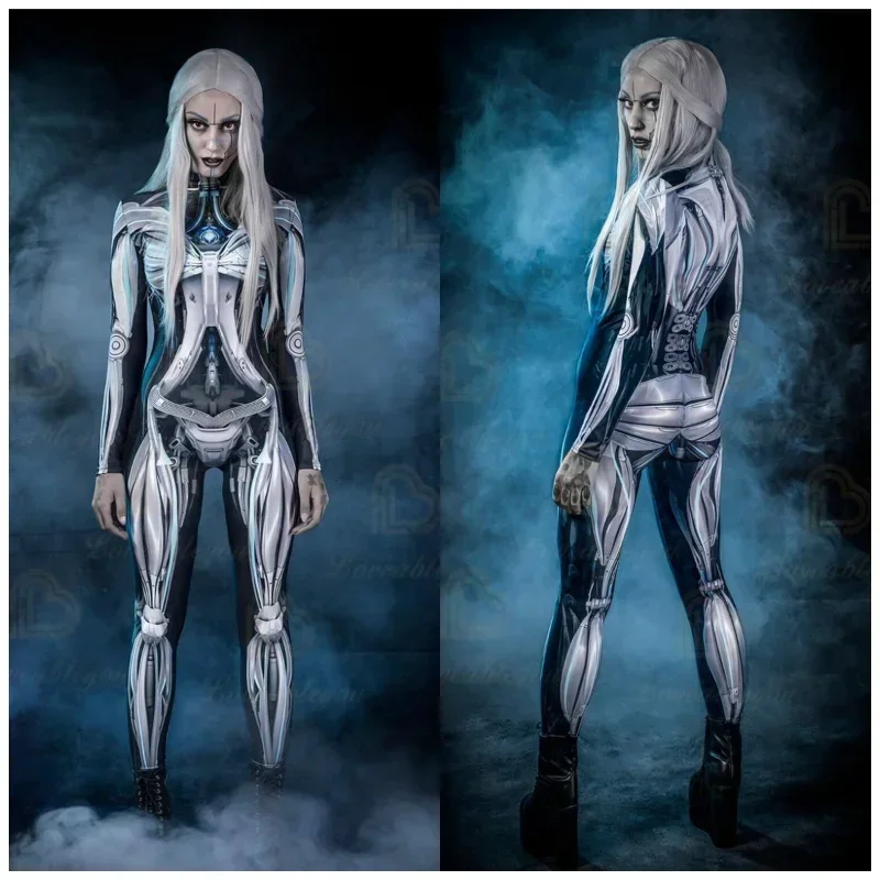 Coslan Muscle Lines Cosplay Costume Bodysuit Suit Fashion Skinny Long-sleeved Jumpsuits Halloween Cosplay Party Suit Women Adult