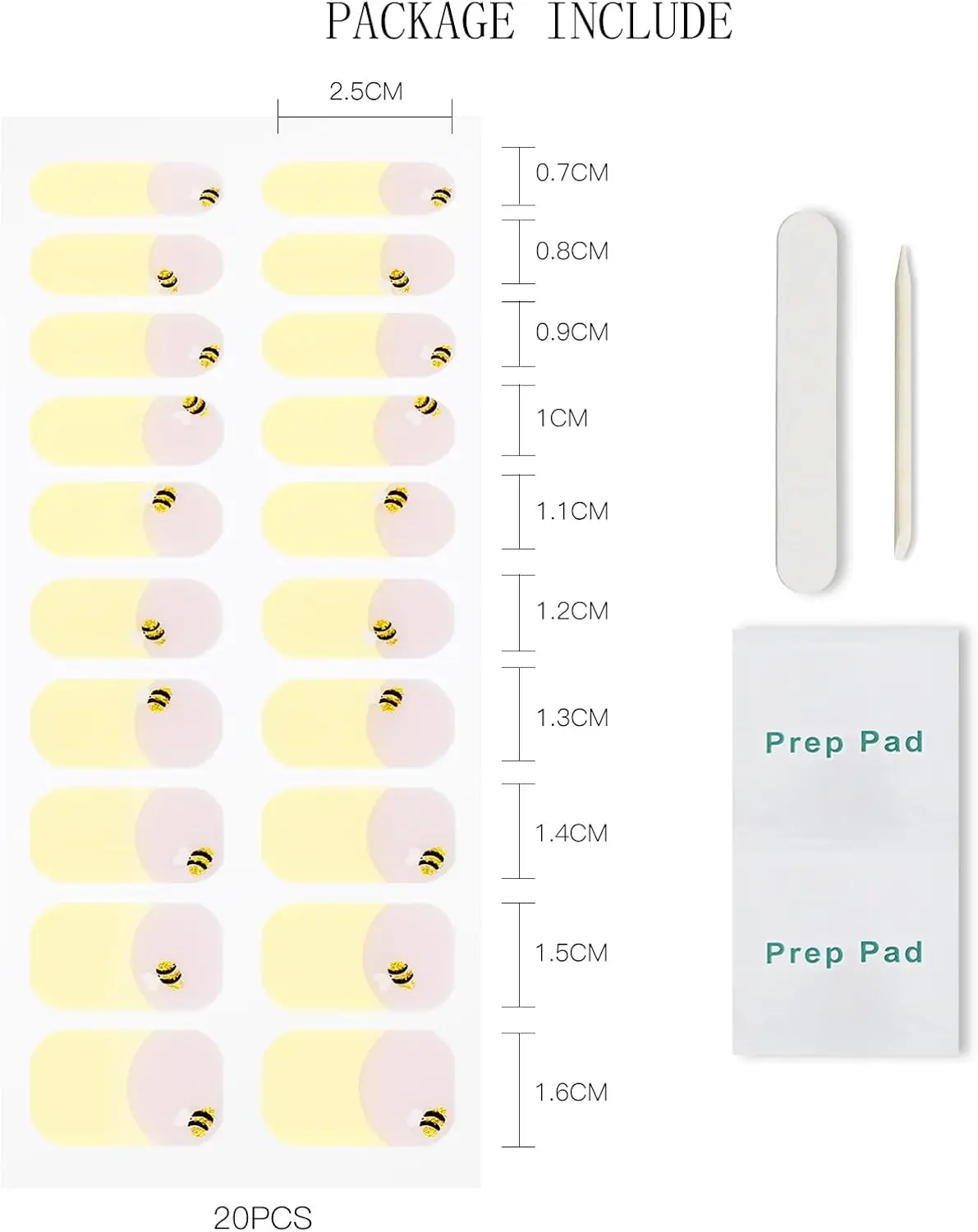 ملصقات أظافر جل على شكل نحلة صفراء فرنسية، شرائط أظافر جل شبه معالجة، يلتف بالأشعة فوق البنفسجية/LED، تصميم فني للأظافر، إكسسوارات الديكور