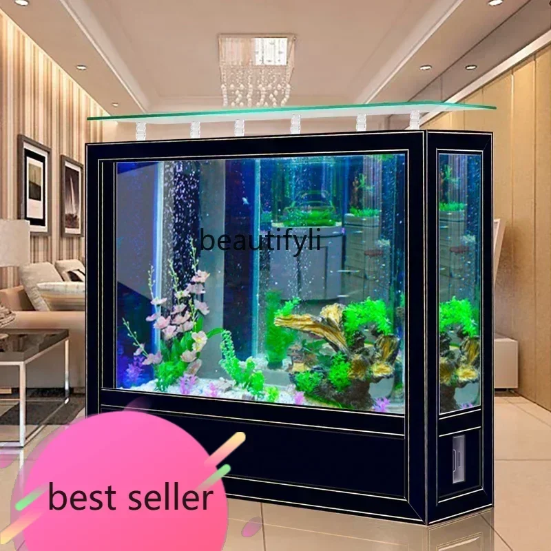 qw NEW N Fish Tank Living Room Side Filter Hallway Screen Ecological Glass No Change Aquariumqw
