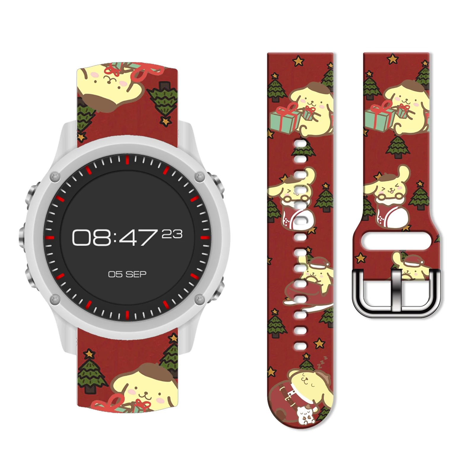 

Disney Christmas Pompompurin Print Strap for Samsung Galaxy Watch 7/6/5, 20mm Universal Band Fits 40/44mm Xiaomi Huawei Amazfit