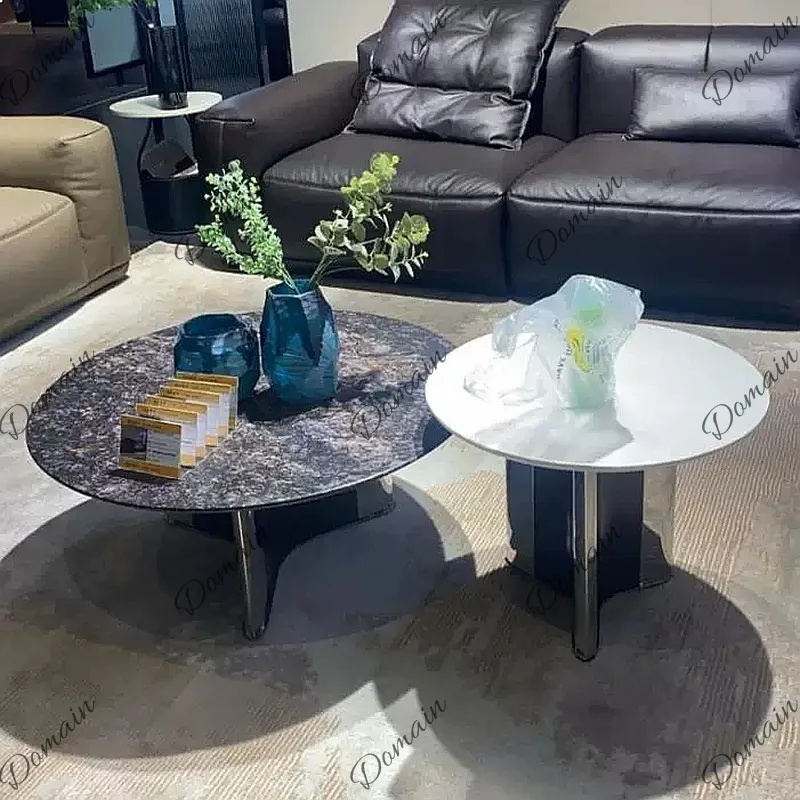 Italian Minimalist Marble High Low Coffee Table Luxury Stone Design Furniture for Villa Living Room